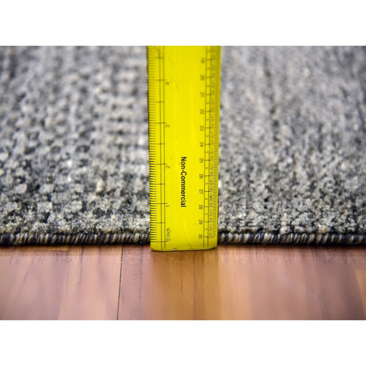 Shahbanu Rugs Medium Gray, Hand Knotted, Modern Grass Design, Natural Undyed Wool, Oversized Oriental Rug (12'0" x 15'1")