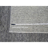 Shahbanu Rugs Medium Gray, Hand Knotted, Modern Grass Design, Natural Undyed Wool, Oversized Oriental Rug (12'0" x 15'1")
