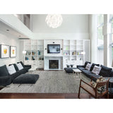 Shahbanu Rugs Medium Gray, Hand Knotted, Modern Grass Design, Natural Undyed Wool, Oversized Oriental Rug (12'0" x 15'1")