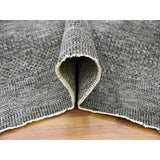 Shahbanu Rugs Medium Gray, Hand Knotted, Modern Grass Design, Natural Undyed Wool, Oversized Oriental Rug (12'0" x 15'1")