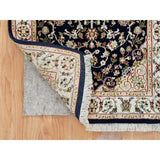 Shahbanu Rugs Midnight Blue Nain with Center Medallion Flower Design 250 KPSI Hand Knotted Runner Oriental Rug (2'8" x 8'2")