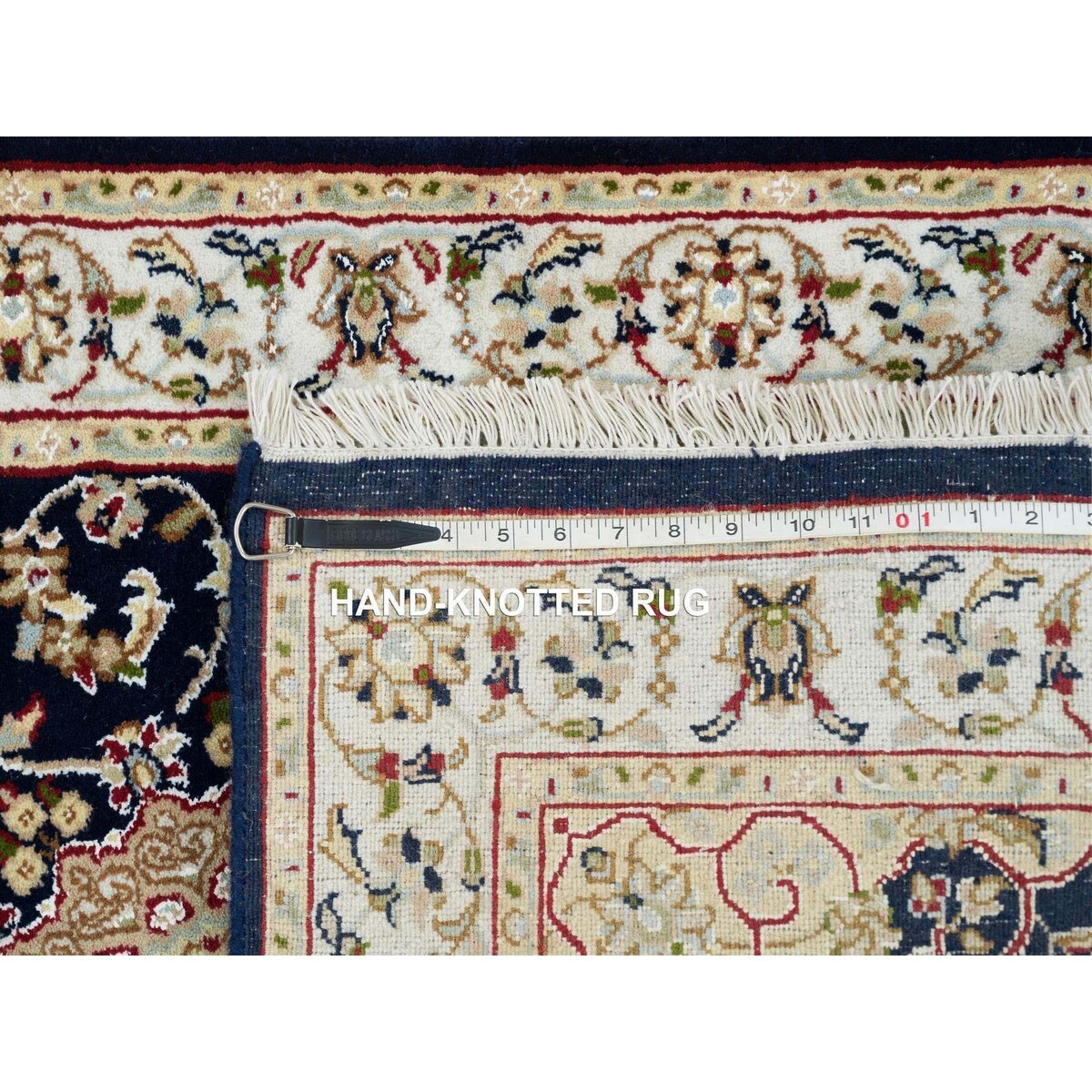 Shahbanu Rugs Midnight Blue Nain with Center Medallion Flower Design 250 KPSI Hand Knotted Runner Oriental Rug (2'8" x 8'2")