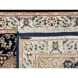 Shahbanu Rugs Midnight Blue Nain with Center Medallion Flower Design 250 KPSI Hand Knotted Runner Oriental Rug (2'8" x 8'2")