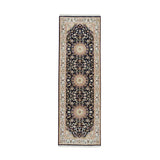 Shahbanu Rugs Midnight Blue Nain with Center Medallion Flower Design 250 KPSI Hand Knotted Runner Oriental Rug (2'8" x 8'2")