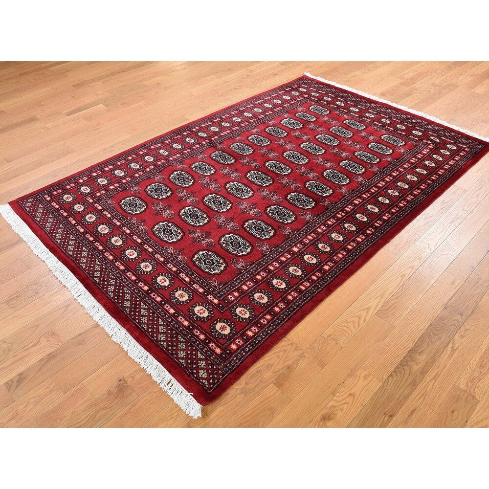 Shahbanu Rugs Mori Bokara Elephant Feet Design Hand-Knotted Pure Wool Oriental Rug (4'7" x 7'2") - 4'7" x 7'2"