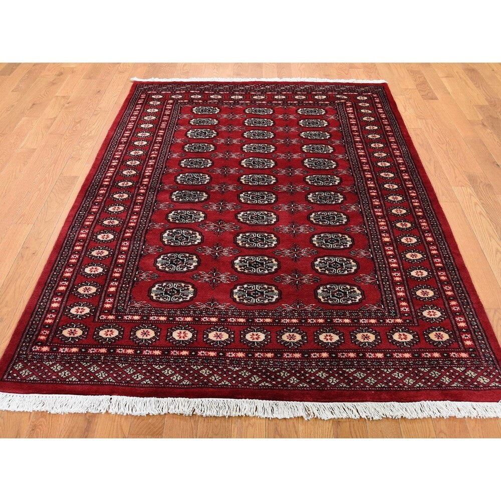 Shahbanu Rugs Mori Bokara Elephant Feet Design Hand-Knotted Pure Wool Oriental Rug (4'7" x 7'2") - 4'7" x 7'2"