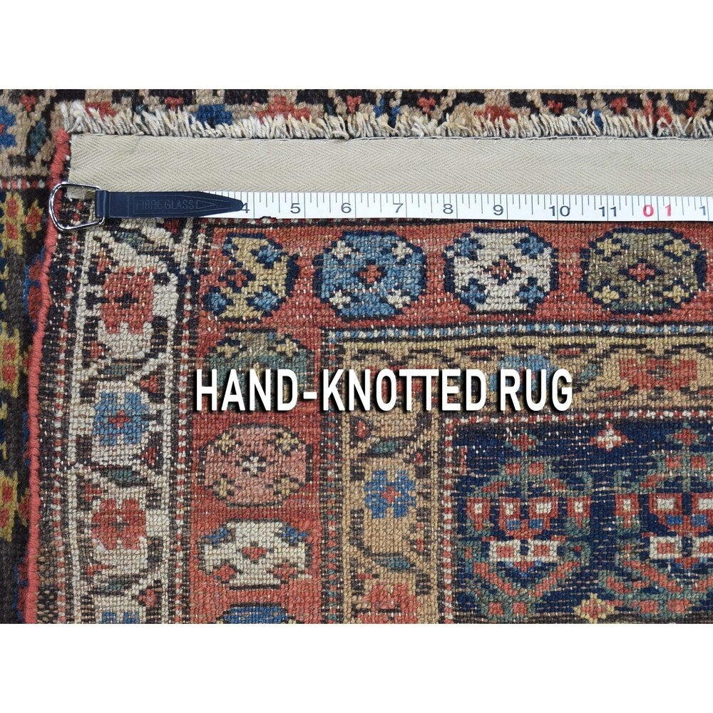 Shahbanu Rugs Navy Antique Persian Kurdish Pure Wool Good Con. Oriental Rug (3'5" x 7'0") - 3'5" x 7'0"