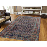 Shahbanu Rugs Navy Antique Persian Kurdish Pure Wool Good Con. Oriental Rug (3'5" x 7'0") - 3'5" x 7'0"