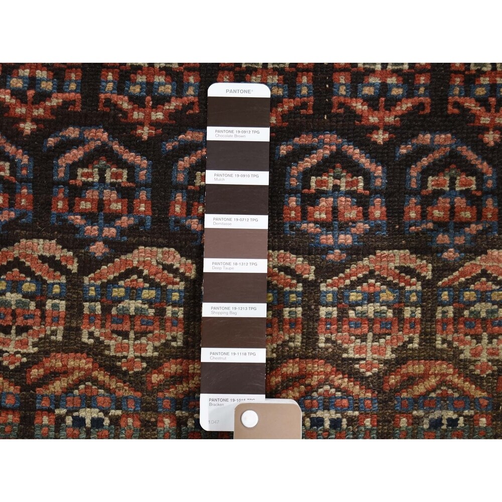 Shahbanu Rugs Navy Antique Persian Kurdish Pure Wool Good Con. Oriental Rug (3'5" x 7'0") - 3'5" x 7'0"