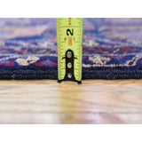 Shahbanu Rugs Navy Blue Afghan Baluch Geometric Design Wide Runner Pure Wool Oriental Rug (3'7" x 6'10") - 3'7" x 6'10"