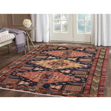 Shahbanu Rugs Navy Blue Vintage North West Persian Bohemian Wide Runner Rug (4'10" x 9'7") - 4'10" x 9'7"