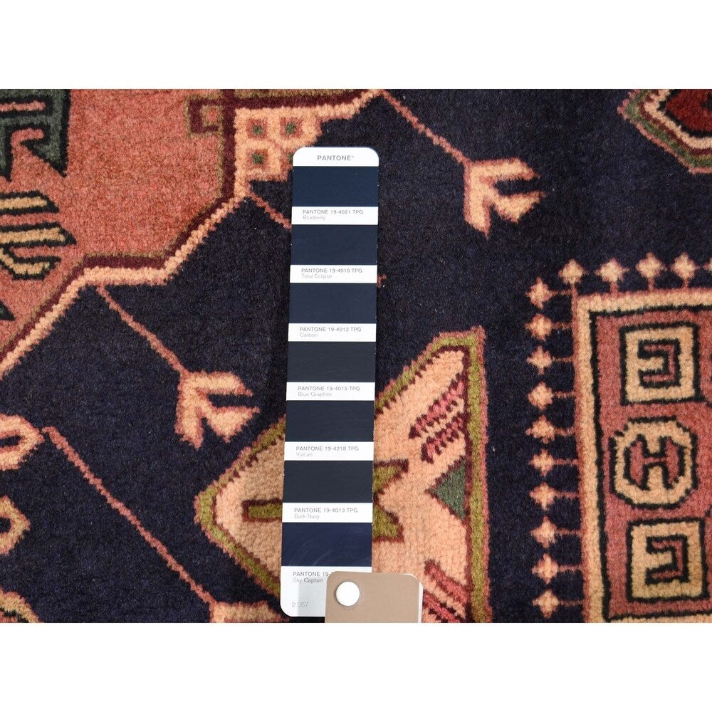 Shahbanu Rugs Navy Blue Vintage North West Persian Bohemian Wide Runner Rug (4'10" x 9'7") - 4'10" x 9'7"