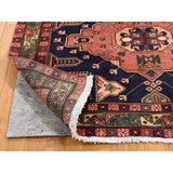 Shahbanu Rugs Navy Blue Vintage North West Persian Bohemian Wide Runner Rug (4'10" x 9'7") - 4'10" x 9'7"