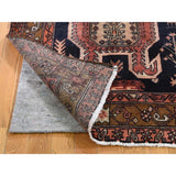 Shahbanu Rugs Navy Vintage North West Persian Pure Wool Wide Runner Hand-Knotted Rug (4'9" x 10'0") - 4'9" x 10'0"