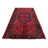 Shahbanu Rugs New Persian Hamadan Pure Wool Wide Runner Red Hand-Knotted Rug (4'3" x 8'8") - 4'3" x 8'8"