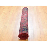 Shahbanu Rugs New Persian Hamadan Pure Wool Wide Runner Red Hand-Knotted Rug (4'3" x 8'8") - 4'3" x 8'8"