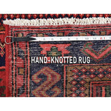 Shahbanu Rugs New Persian Hamadan Pure Wool Wide Runner Red Hand-Knotted Rug (4'3" x 8'8") - 4'3" x 8'8"