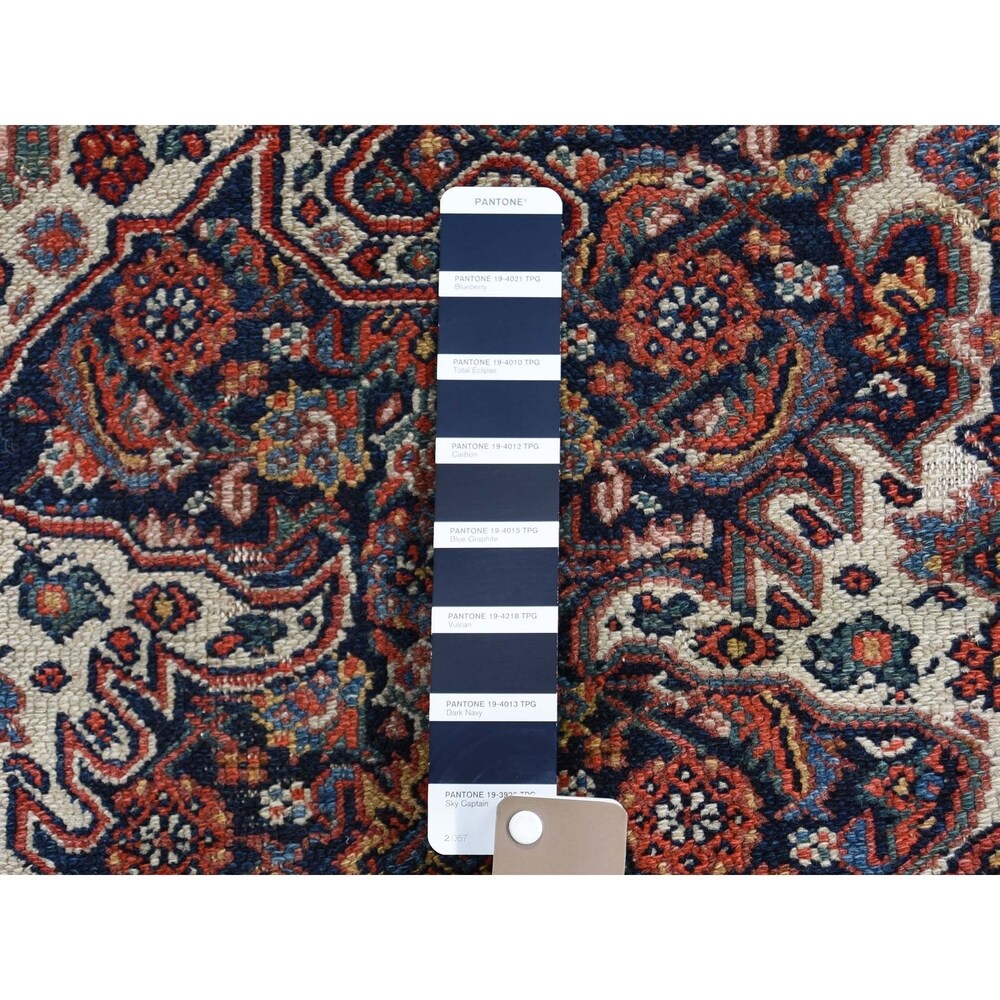 Shahbanu Rugs Orange Antique Persian Malayer Some Wear Clean Pure Wool Rug (4'2" x 5'10") - 4'2" x 5'10"