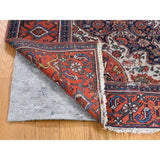 Shahbanu Rugs Orange Antique Persian Malayer Some Wear Clean Pure Wool Rug (4'2" x 5'10") - 4'2" x 5'10"