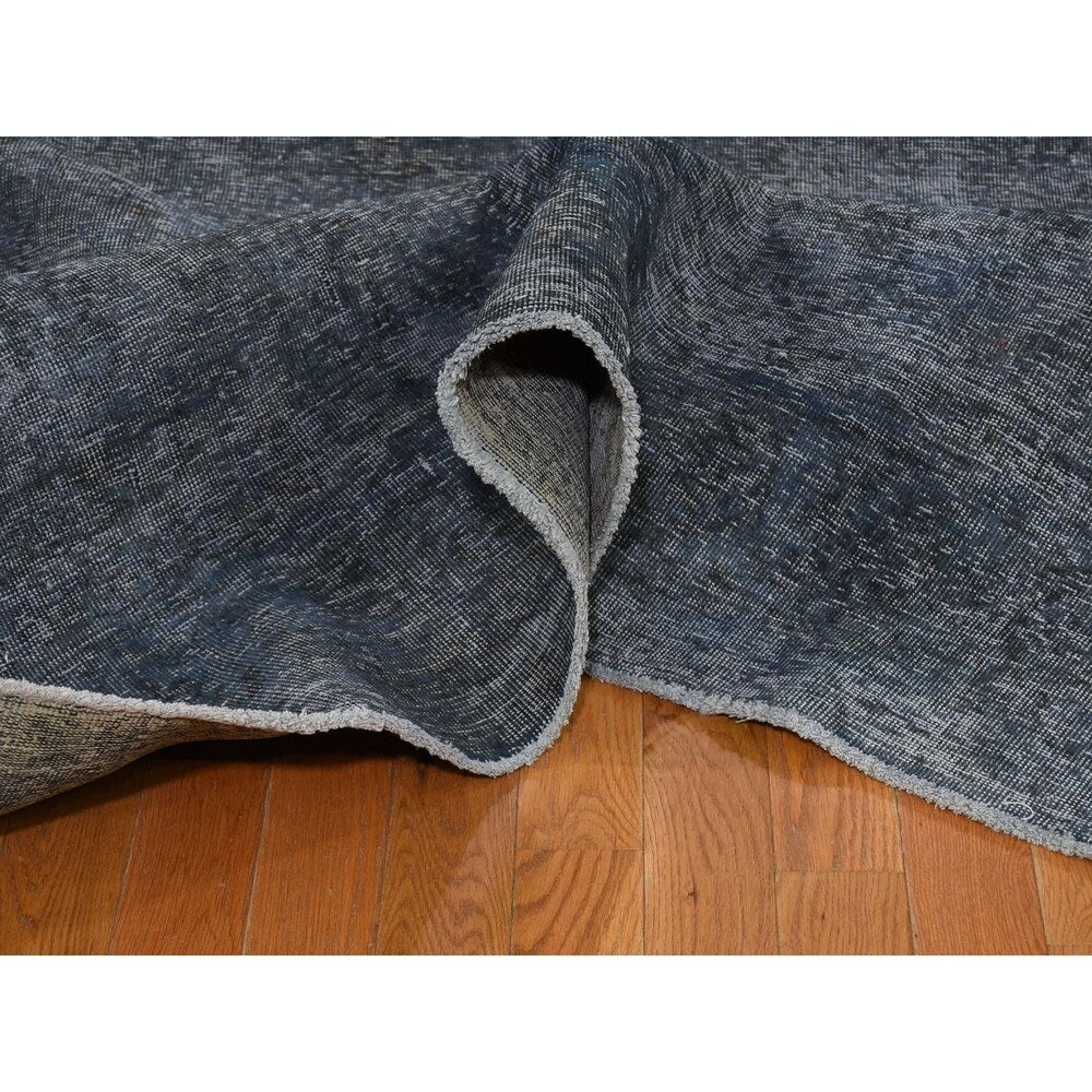 Shahbanu Rugs Overdyed Tabriz Sheared Low Hand-Knotted Pure Wool Oriental Rug (9'5" x 12'8") - 9'5" x 12'8"