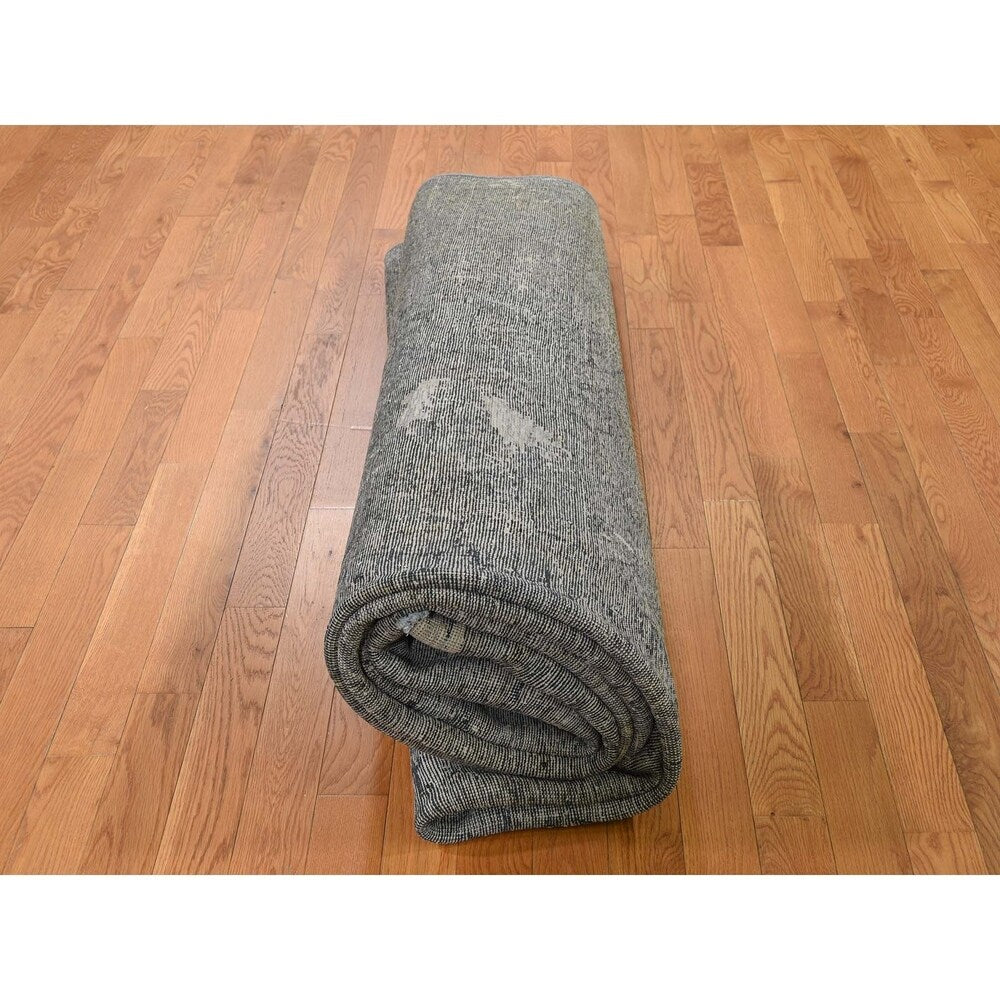 Shahbanu Rugs Overdyed Tabriz Sheared Low Hand-Knotted Pure Wool Oriental Rug (9'5" x 12'8") - 9'5" x 12'8"