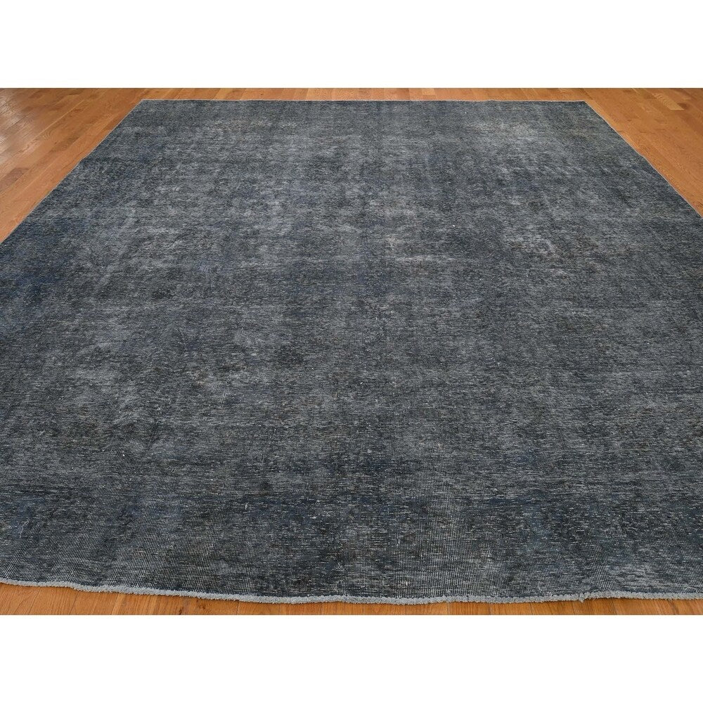 Shahbanu Rugs Overdyed Tabriz Sheared Low Hand-Knotted Pure Wool Oriental Rug (9'5" x 12'8") - 9'5" x 12'8"