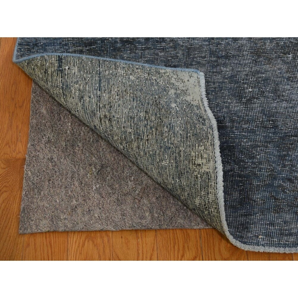 Shahbanu Rugs Overdyed Tabriz Sheared Low Hand-Knotted Pure Wool Oriental Rug (9'5" x 12'8") - 9'5" x 12'8"