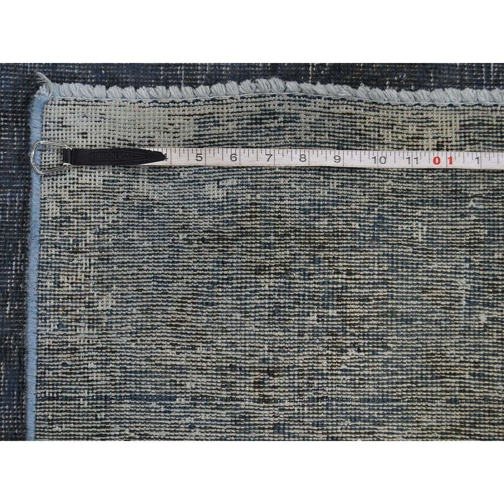 Shahbanu Rugs Overdyed Tabriz Sheared Low Hand-Knotted Pure Wool Oriental Rug (9'5" x 12'8") - 9'5" x 12'8"