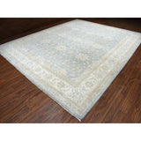 Shahbanu Rugs Oversize Gray White Wash Peshawar Pure Wool Hand-Knotted Oriental Rug (12'0" x 14'7") - 12'0" x 14'7"