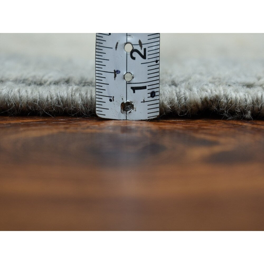 Shahbanu Rugs Oversize Gray White Wash Peshawar Pure Wool Hand-Knotted Oriental Rug (12'0" x 14'7") - 12'0" x 14'7"
