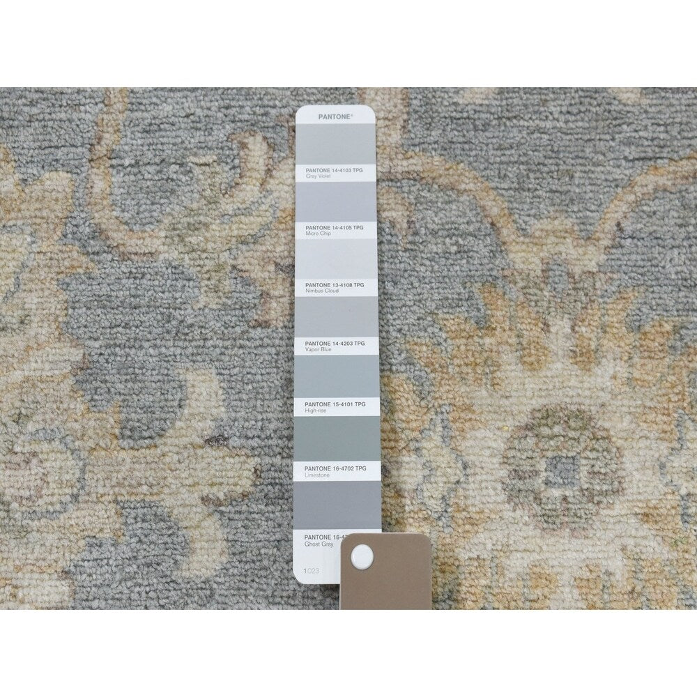 Shahbanu Rugs Oversize Gray White Wash Peshawar Pure Wool Hand-Knotted Oriental Rug (12'0" x 14'7") - 12'0" x 14'7"