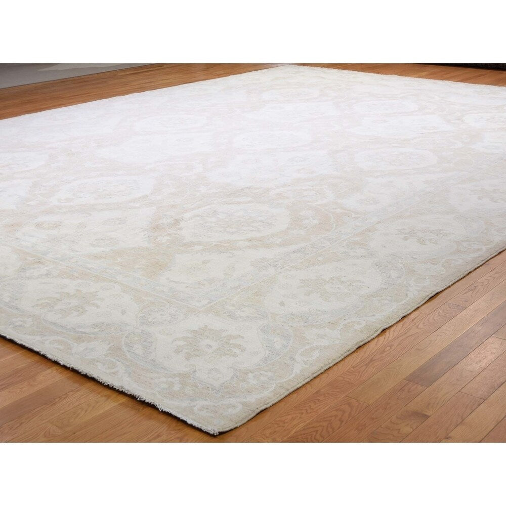 Shahbanu Rugs Oversize Stone Wash Oushak Design Pure Wool Hand-Knotted Oriental Rug (14'0" x 19'0") - 14'0" x 19'0"