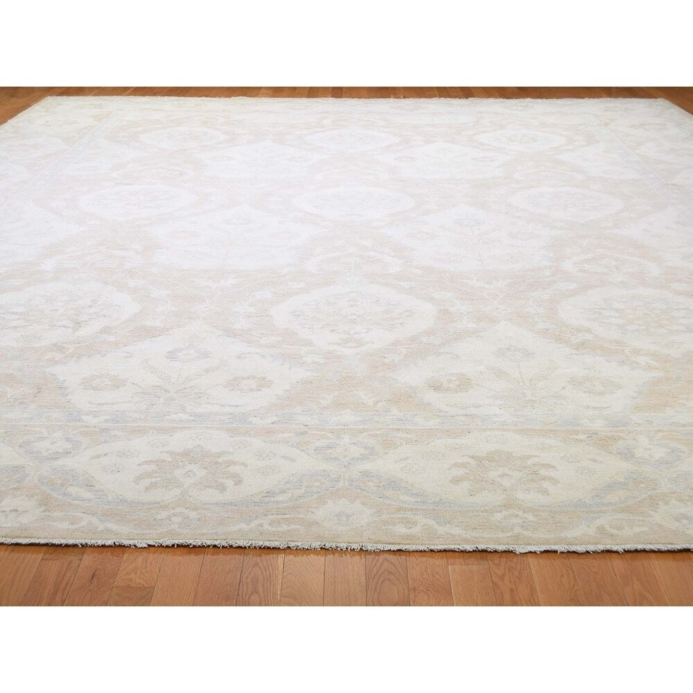 Shahbanu Rugs Oversize Stone Wash Oushak Design Pure Wool Hand-Knotted Oriental Rug (14'0" x 19'0") - 14'0" x 19'0"