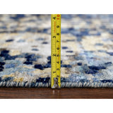 Shahbanu Rugs Patriot Blue With Mix Of Gold Wool and Silk Mosaic Design Hand Knotted Persian Knot Densely Woven Rug (6'x8'9")