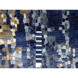 Shahbanu Rugs Patriot Blue With Mix Of Gold Wool and Silk Mosaic Design Hand Knotted Persian Knot Densely Woven Rug (6'x8'9")