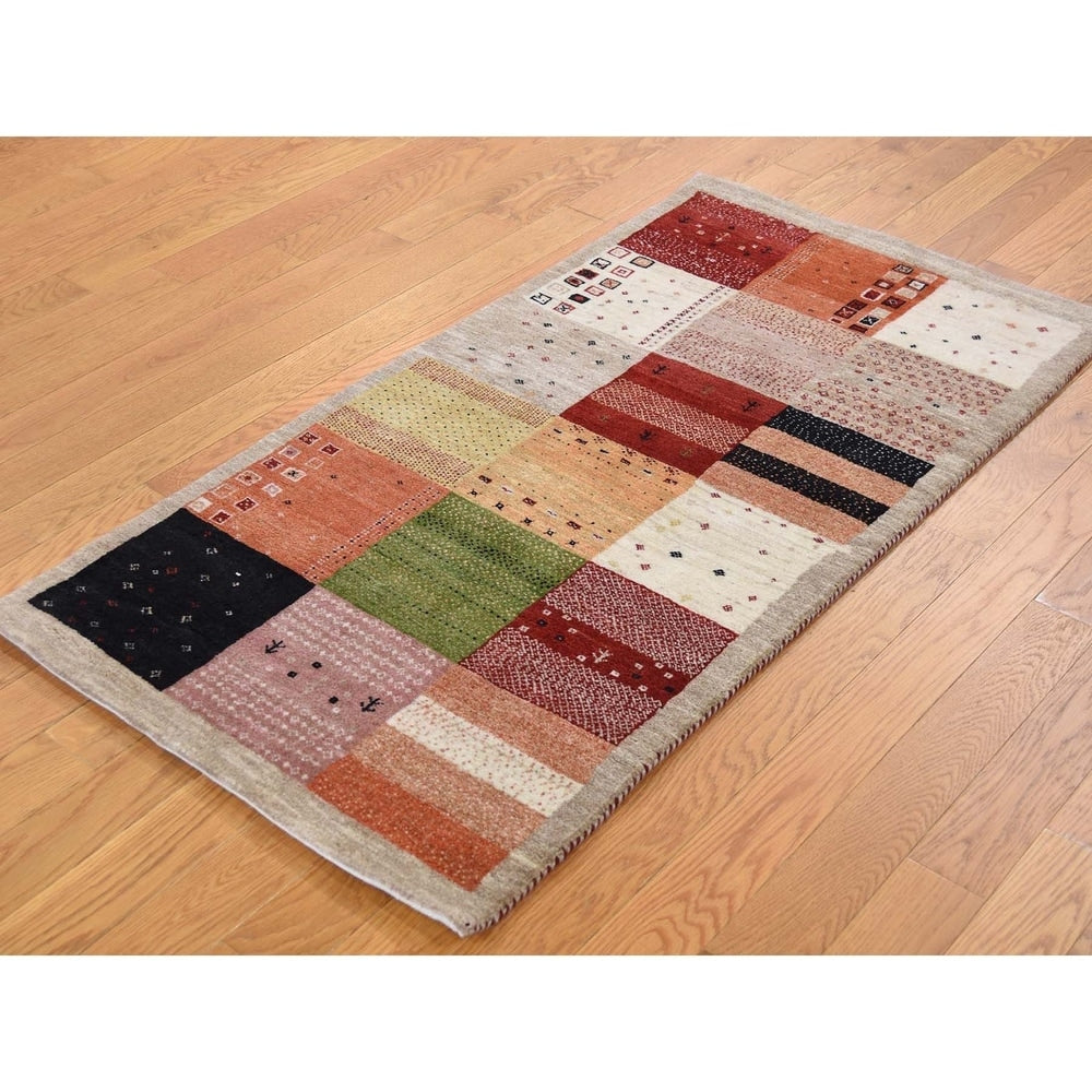 Shahbanu Rugs Persian Wool Hand Knotted Lori Buft Gabbeh Patchwork Design Rug (2'4" x 4'7") - 2'4" x 4'7"