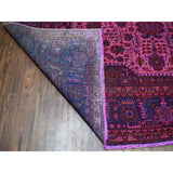 Shahbanu Rugs Pink Overdyed Persian Tabriz Worn Pile Hand Knotted Pure Wool Oriental Rug (9'9" x 12'8") - 9'9" x 12'8"