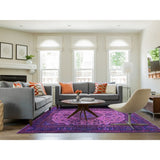 Shahbanu Rugs Pink Overdyed Persian Tabriz Worn Pile Hand Knotted Pure Wool Oriental Rug (9'9" x 12'8") - 9'9" x 12'8"