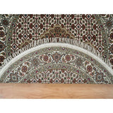 Shahbanu Rugs Porcelain White Beaver Brown Hand Knotted 175 KPSI Wool Tabriz Mahi Fish Medallion Design Round Rug (3'4" x 3'4")