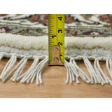 Shahbanu Rugs Porcelain White Beaver Brown Hand Knotted 175 KPSI Wool Tabriz Mahi Fish Medallion Design Round Rug (3'4" x 3'4")
