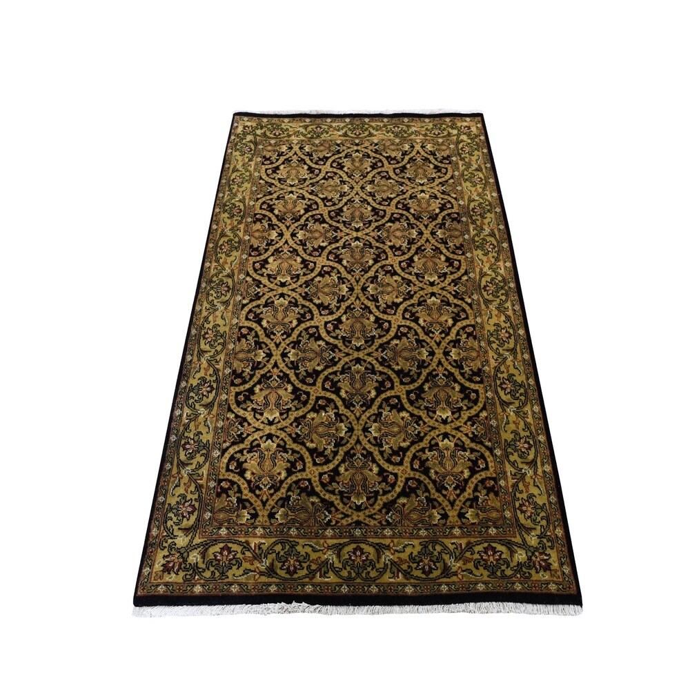 Shahbanu Rugs Prayag Design 300 KPSI New Zealand Wool Hand-Knotted Oriental Rug (2'10" x 4'10") - 2'10" x 4'10"