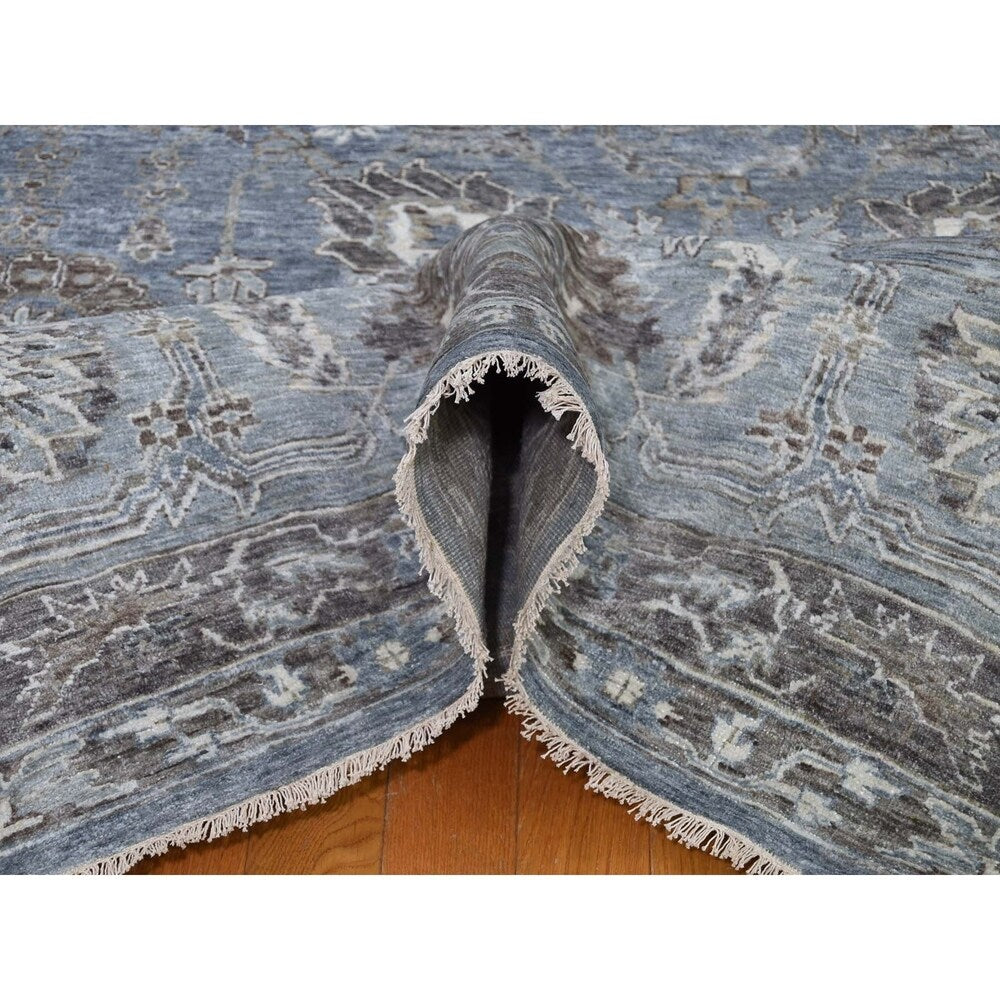 Shahbanu Rugs Pure Silk Vintage Tabriz Design Oversize Hand-Knotted Oriental Rug (11'9" x 15'0") - 11'9" x 15'0"