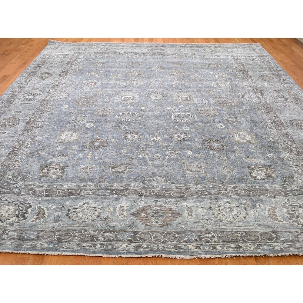 Shahbanu Rugs Pure Silk Vintage Tabriz Design Oversize Hand-Knotted Oriental Rug (11'9" x 15'0") - 11'9" x 15'0"