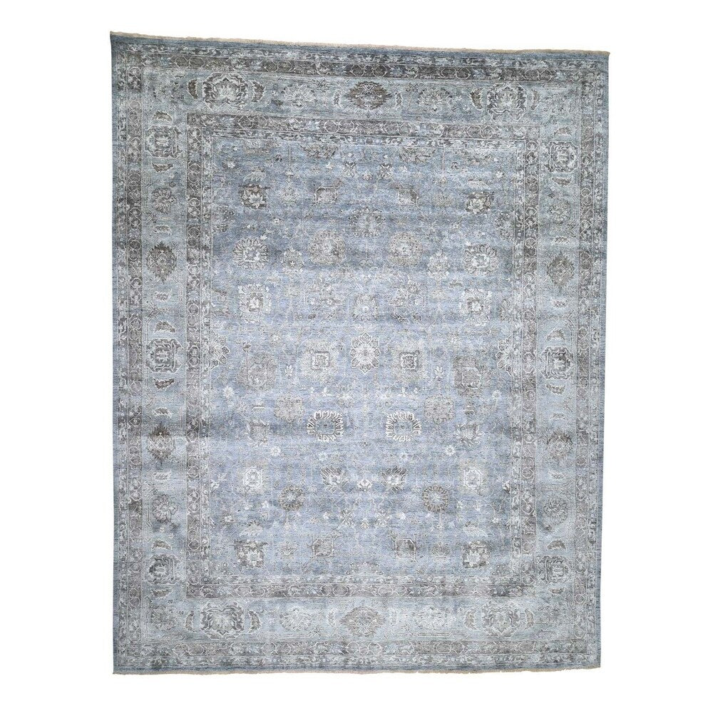 Shahbanu Rugs Pure Silk Vintage Tabriz Design Oversize Hand-Knotted Oriental Rug (11'9" x 15'0") - 11'9" x 15'0"