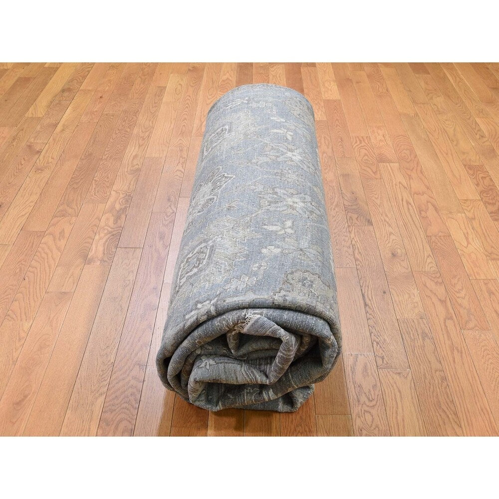 Shahbanu Rugs Pure Silk Vintage Tabriz Design Oversize Hand-Knotted Oriental Rug (11'9" x 15'0") - 11'9" x 15'0"