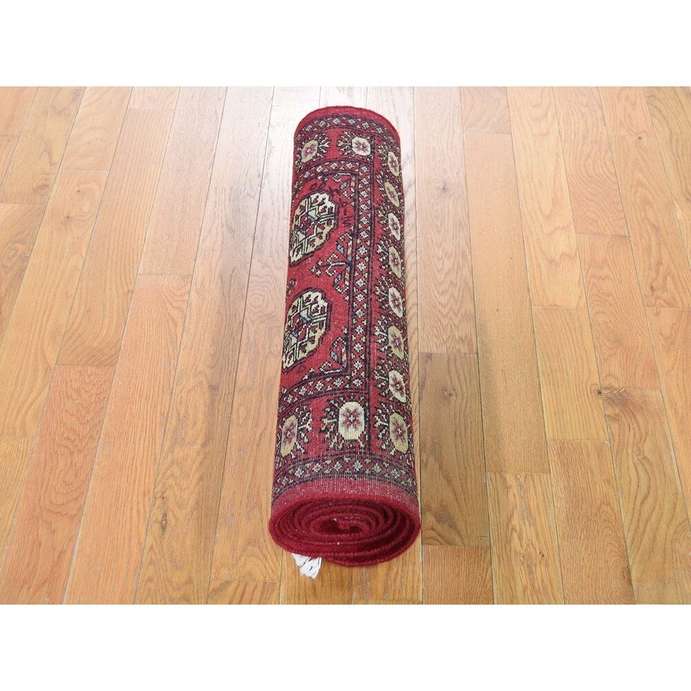 Shahbanu Rugs Pure Wool Elephant Feet Design Hand-Knotted Bokara Runner Rug (2'7" x 6'9") - 2'7" x 6'9"