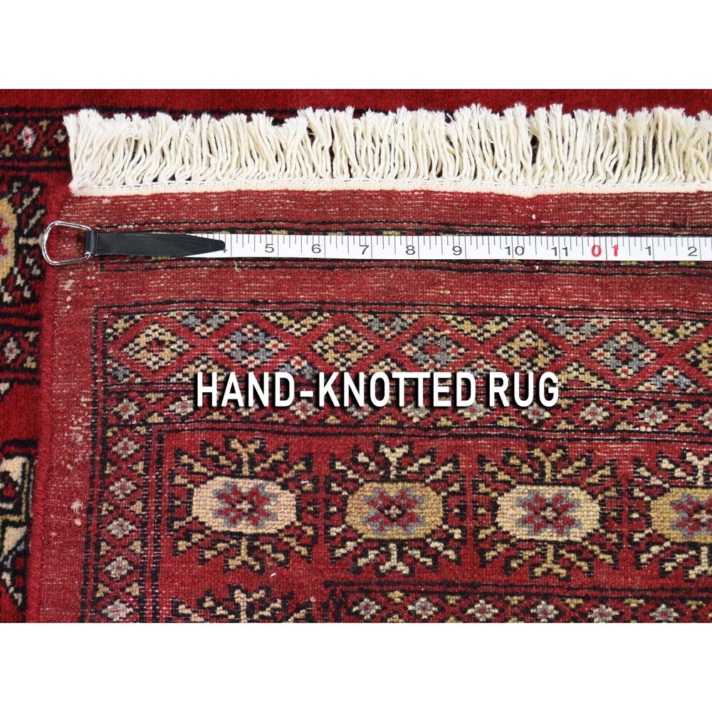 Shahbanu Rugs Pure Wool Elephant Feet Design Hand-Knotted Bokara Runner Rug (2'7" x 6'9") - 2'7" x 6'9"