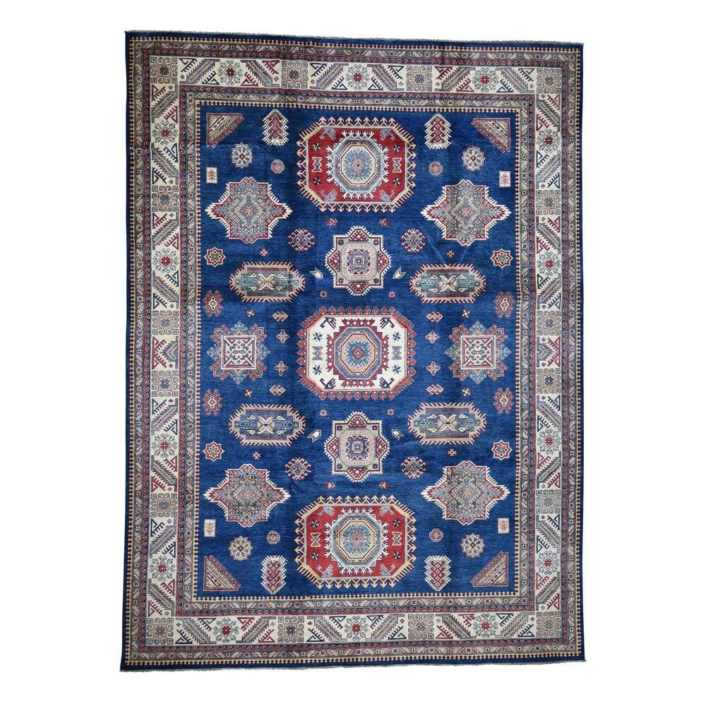 Shahbanu Rugs Pure Wool Hand-Knotted Special Kazak Oriental Rug (10'2" x 13'9") - 10'2" x 13'9"