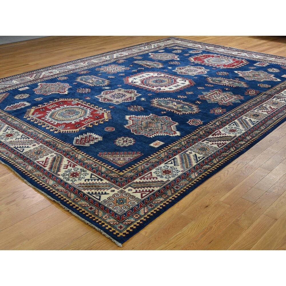 Shahbanu Rugs Pure Wool Hand-Knotted Special Kazak Oriental Rug (10'2" x 13'9") - 10'2" x 13'9"