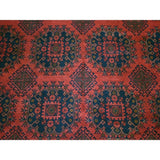 Shahbanu Rugs Red Bokara Design Afghan Andkhoy Pure Wool Hand Knotted Oriental Rug (6'10" x 9'8") - 6'10" x 9'8"